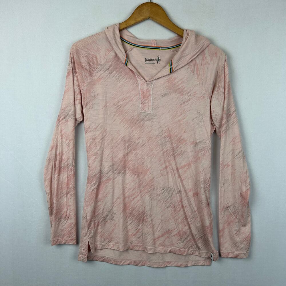 Smartwool Merino Wool 150 Pink Pattern Hoody Pullover SW015261 Women's Size M